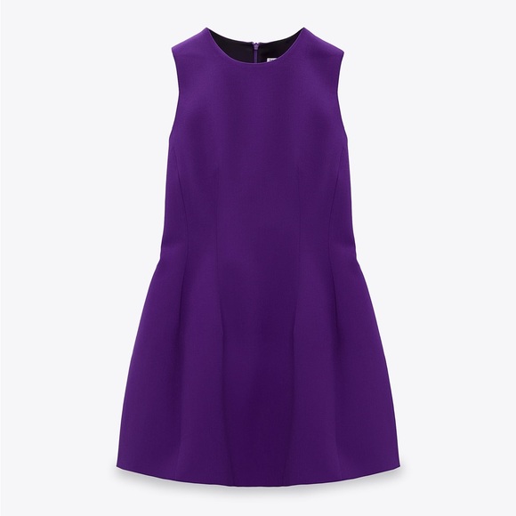 ZARA PURPLE VOLUMINOUS SHORT DRESS - Picture 2 of 10